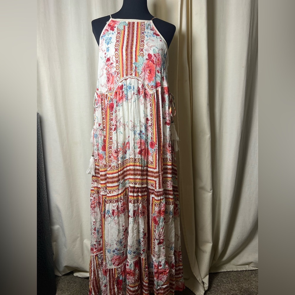 Xhillaration Boho Floral Halter Maxi Dress Sz M